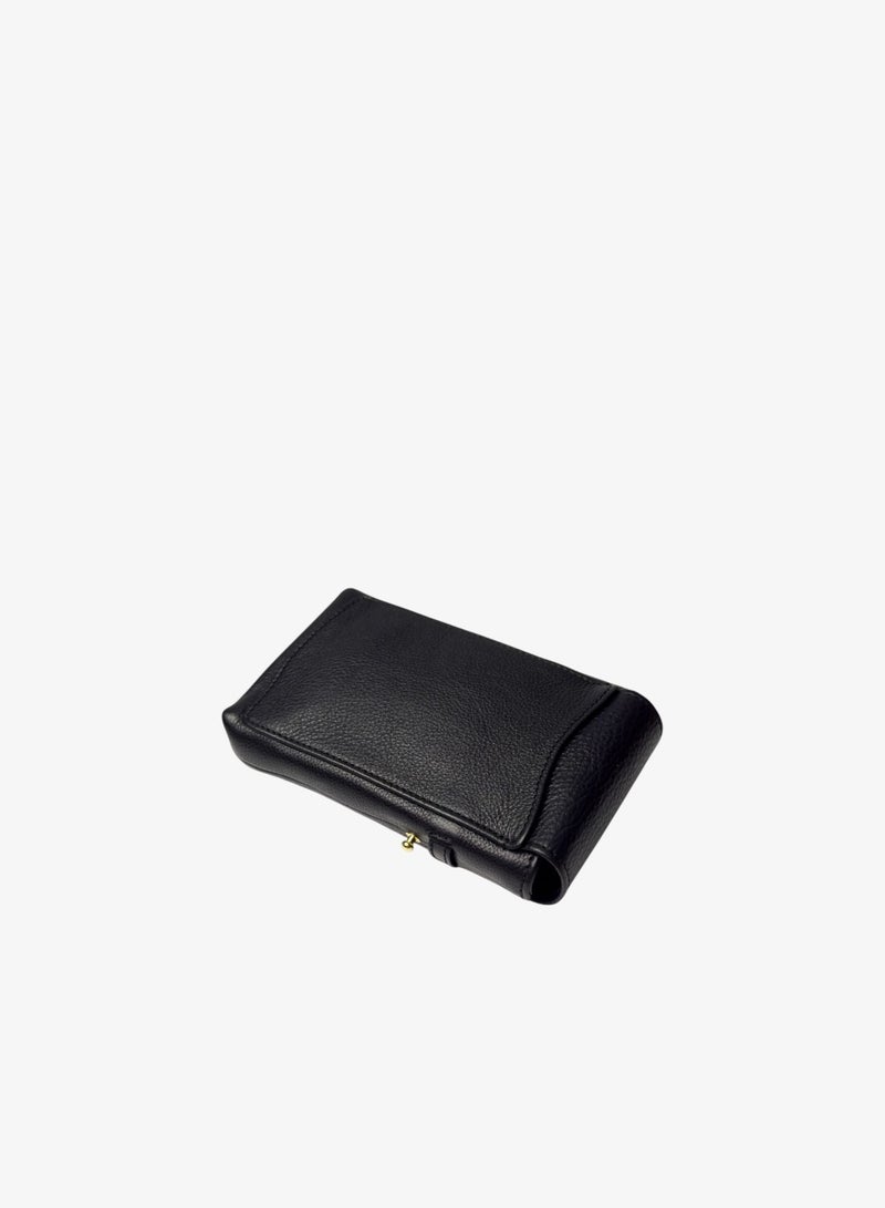 Emery Leather Phone Bag for Men & Women, Simple Open Top Mobile Pouch for Daily Use (Black) - Image 1